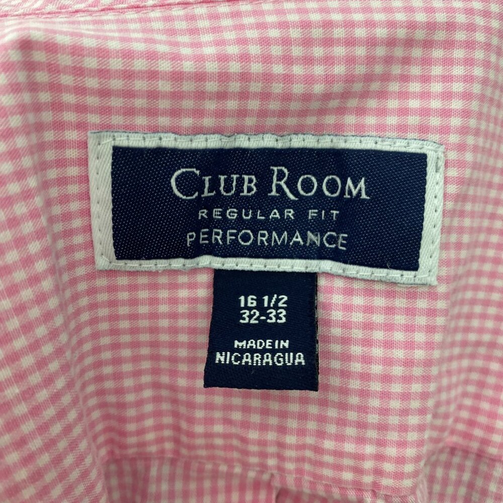 Club Room Regular Fit Performance Shirt Pink And White Size16 1/2 - 32-33 - Picture 8 of 10